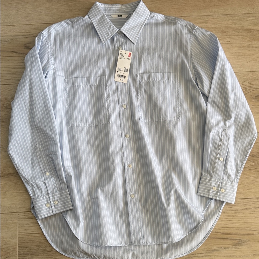 Women’s Light Blue 100% Cotton Striped Shirt